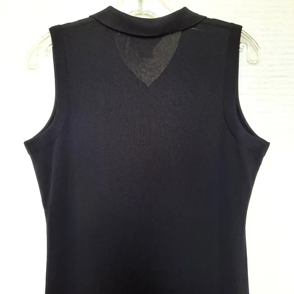 Misook Vintage Black Santana Knit Collared V-neck Maxi Dress Petite Small SP - Picture 9 of 10